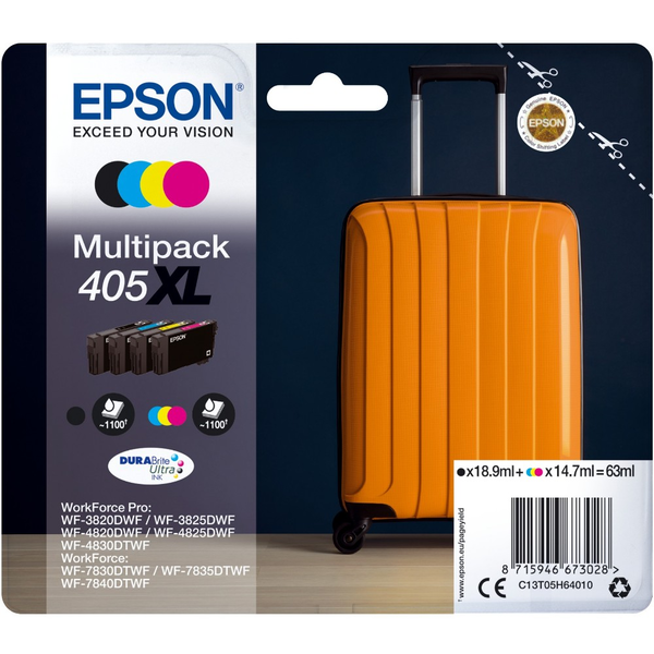Epson 405XL DURABrite Ultra комплект мастилни касети: черно, циан, магента, жълто
