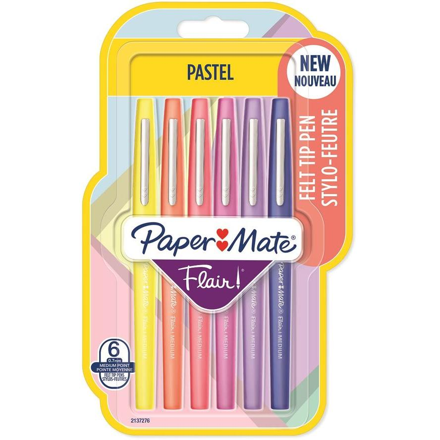 PAPER MATE Faserschreiber Flair 6er PASTELL M 0.7 mm Blister (2137276) (2137276)
