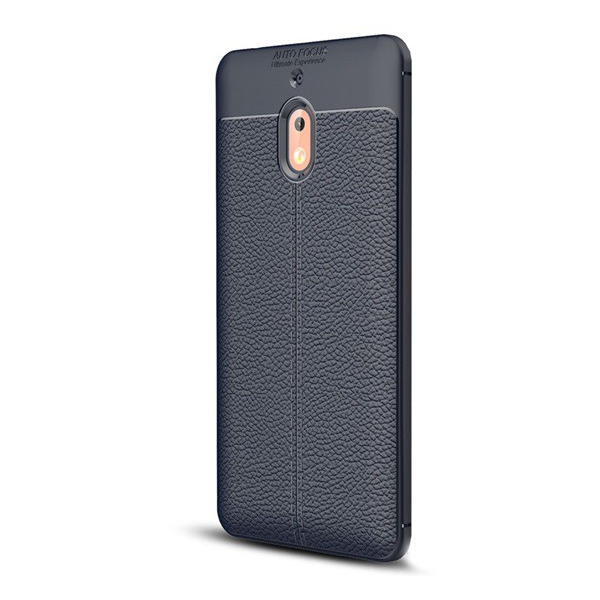 Szilikon telefonvédő (közepesen ütésálló, bőr hatású, varrás minta) SÖTÉTKÉK [Nokia 2.1] (5996457792511)