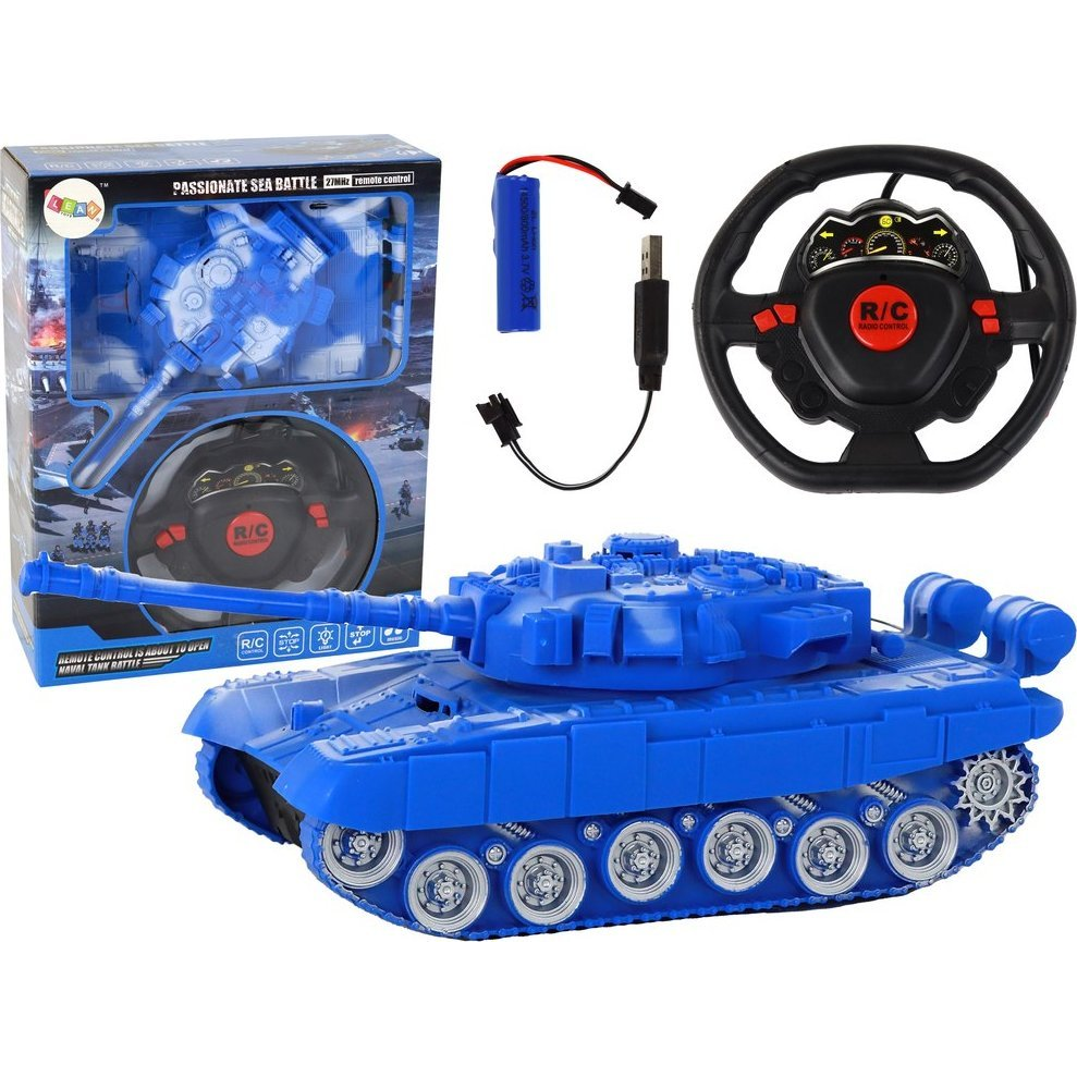 R/C Távirányítós Tank - Fény és Hnaghatásokkal, 1:18, 27 Mhz, Kék (17277)