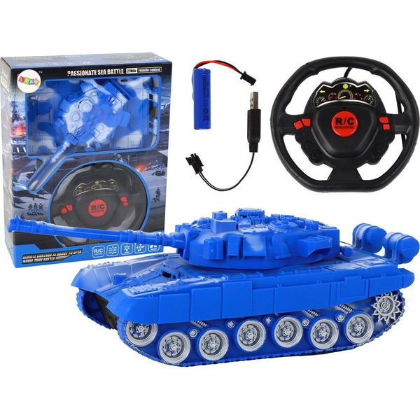 R/C Távirányítós Tank - Fény és Hnaghatásokkal, 1:18, 27 Mhz, Kék