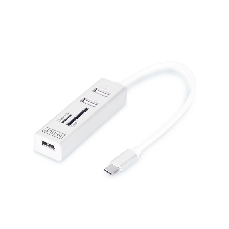 Digitus USB Type-C OTG 3-Port HUB + kártya olvasó (DA-70243)