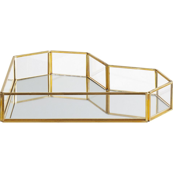 Bandeja Decorativa Latón Dorado Y Cristal Espejado En Forma De Corazón 28 X 20 Cm Pieza Decorativa Para Velas Y Joyería Pontivy