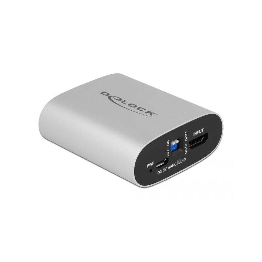 Delock HDMI 1.4 USB-B 2.0 micro -> 2db HDMI 1.4 F/F audio extractor ezüst (63332)