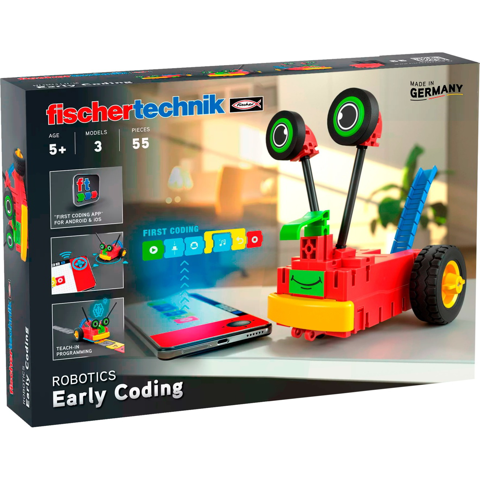 Fischertechnik 559889 Early Coding Robot 55 darabos kreatív Építőjáték (559889)