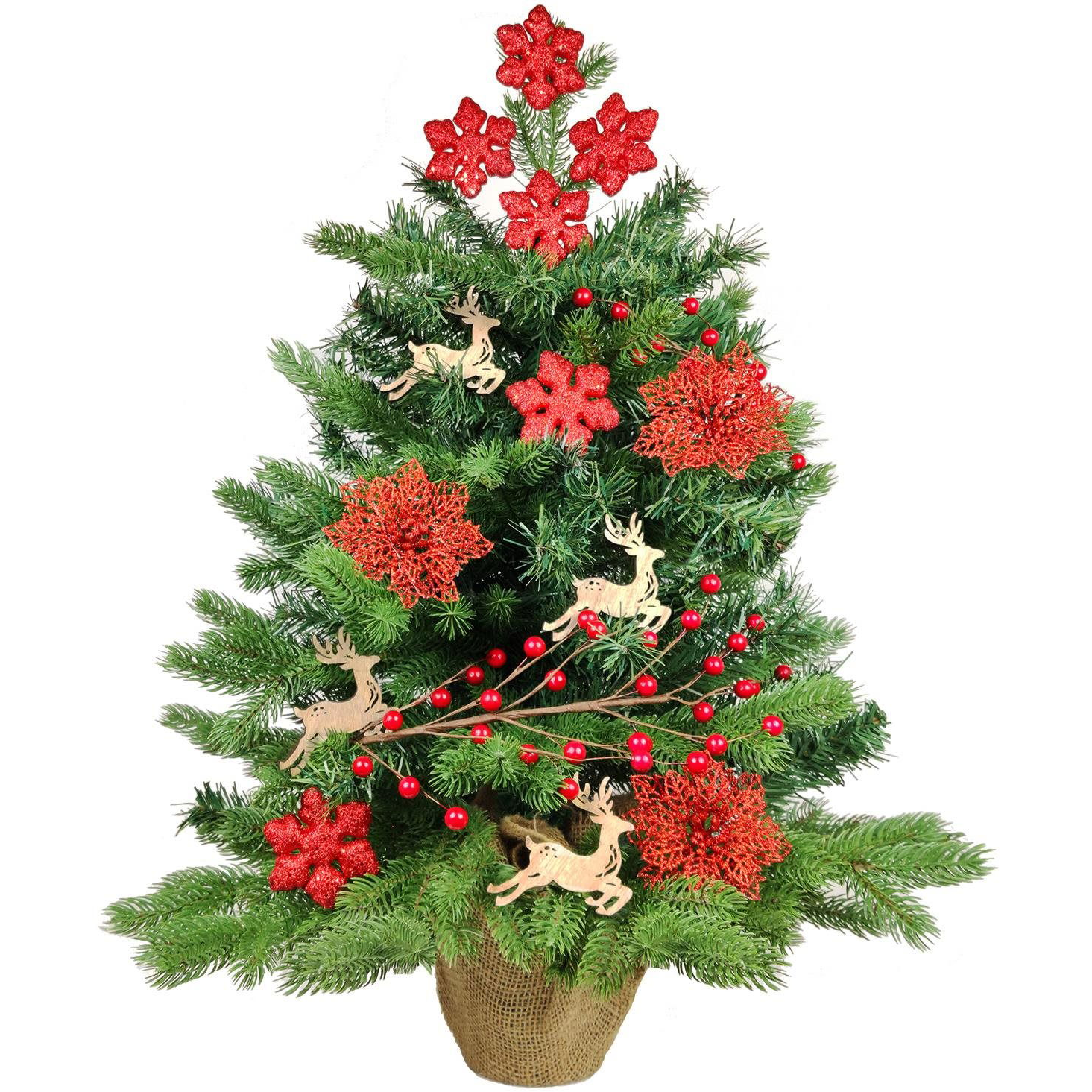 LAALU LED fényekkel díszített karácsonyfa - Szarvas, 27 dísz, 60 cm (LAU-2221-OZM-60B)