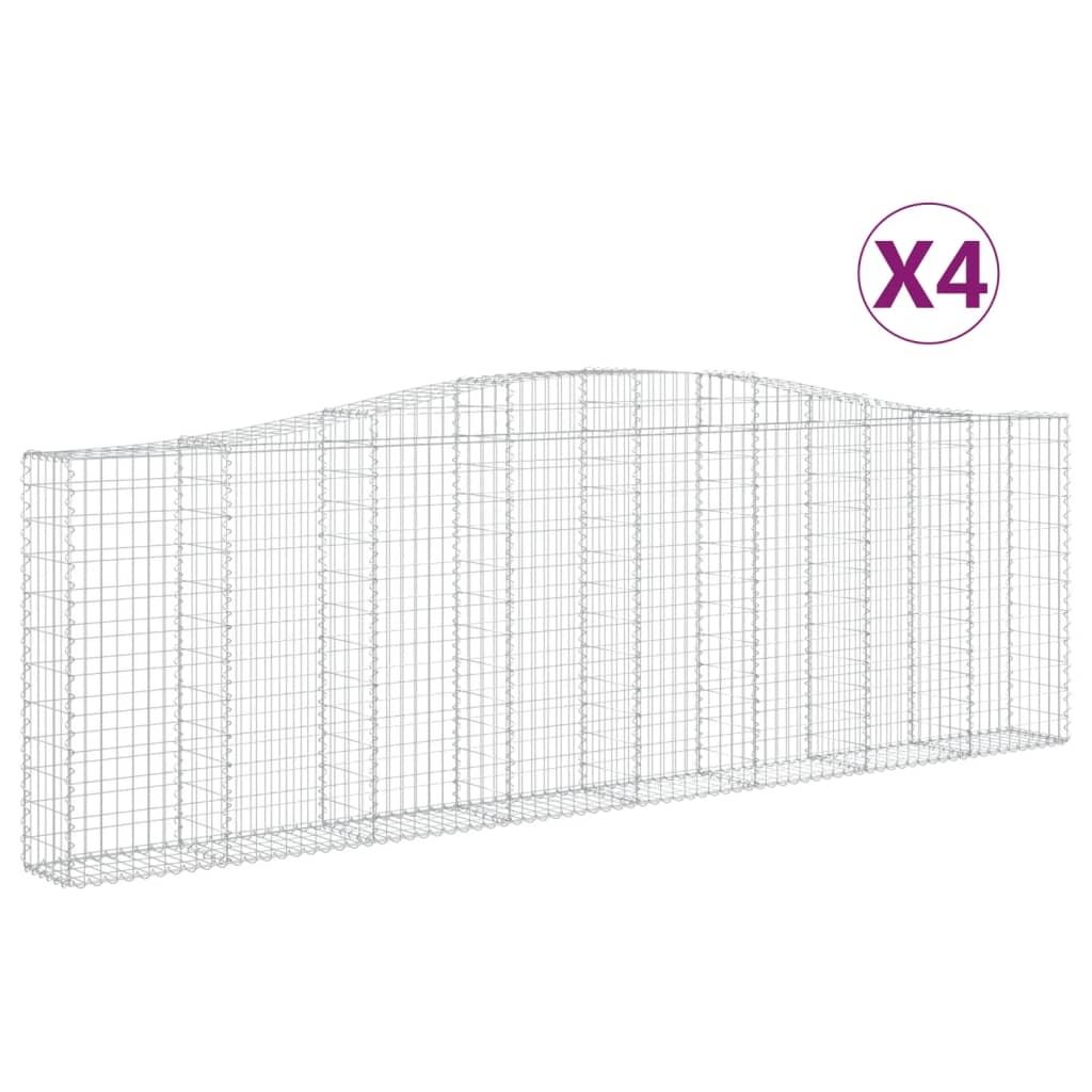 4 db íves horganyzott vas gabion kosár 400x30x120/140 cm (3145841)