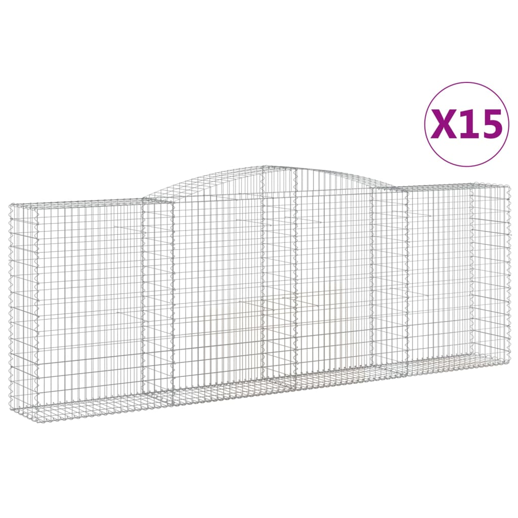 15 db íves horganyzott vas gabion kosár 400x50x140/160 cm (3147031)
