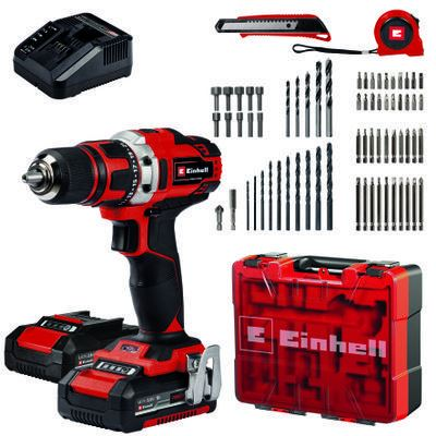 Einhell TE-CD 18/40 Li +69 2x2.0 Ah akkus fúró-csavarozó készlet (4513934) (TE-CD 18/40 Li +69)