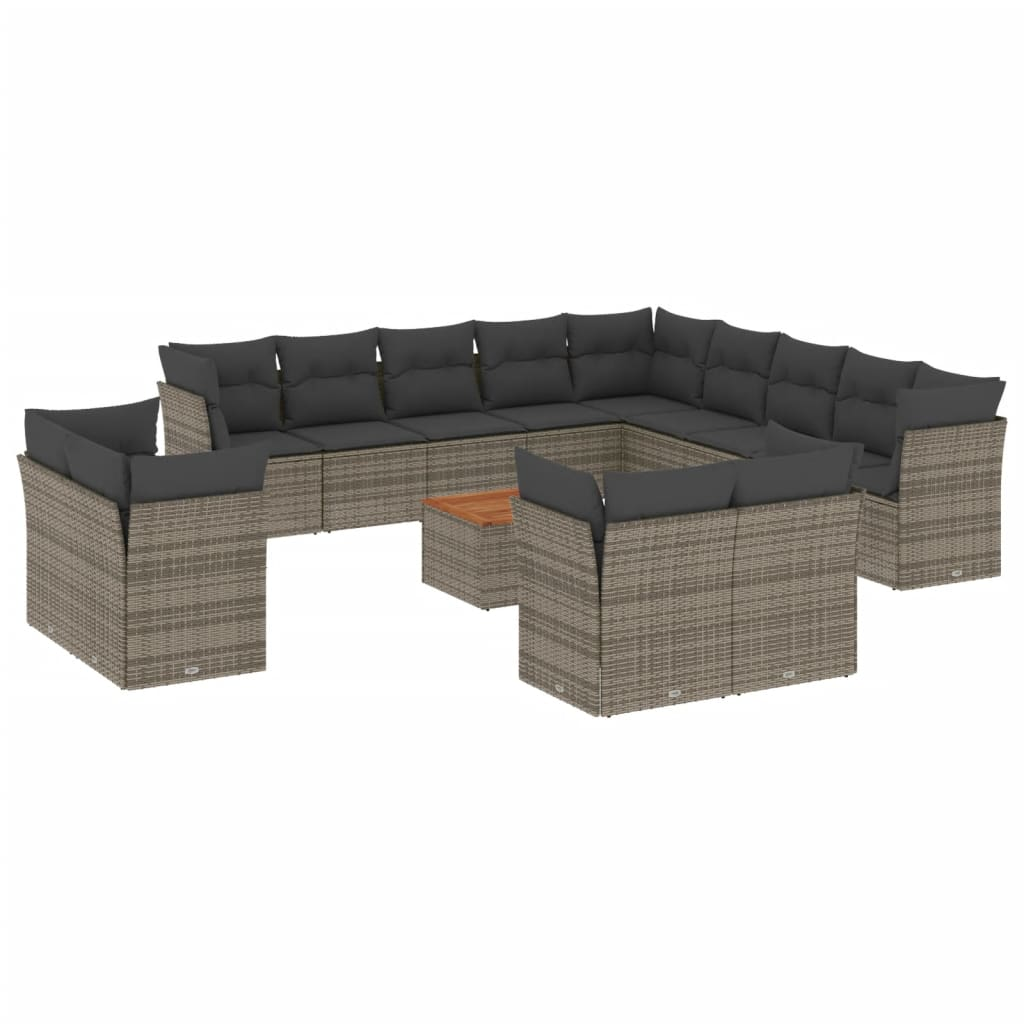 14 részes szürke polyrattan kerti ülőgarnitúra párnákkal (3223960)
