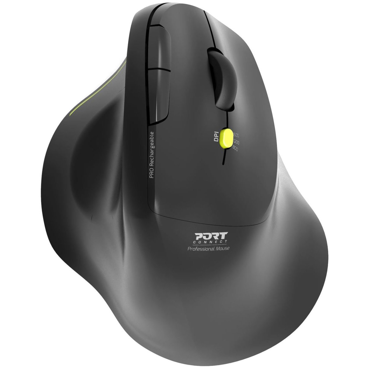 PORT Ergo Soft Wireless Ergonomikus Egér 1600 DPI Fekete (910200)