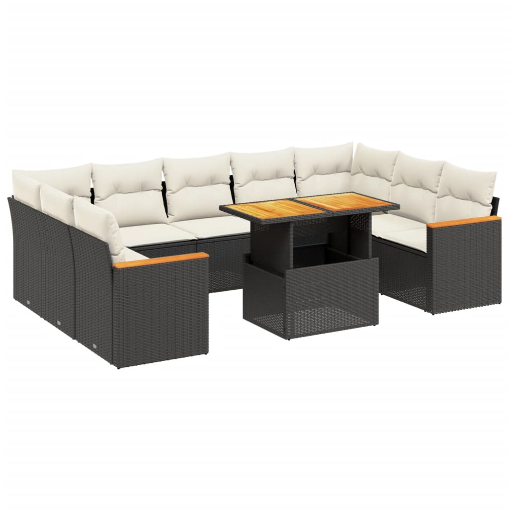 11 részes fekete polyrattan kerti ülőgarnitúra párnákkal (3273247)