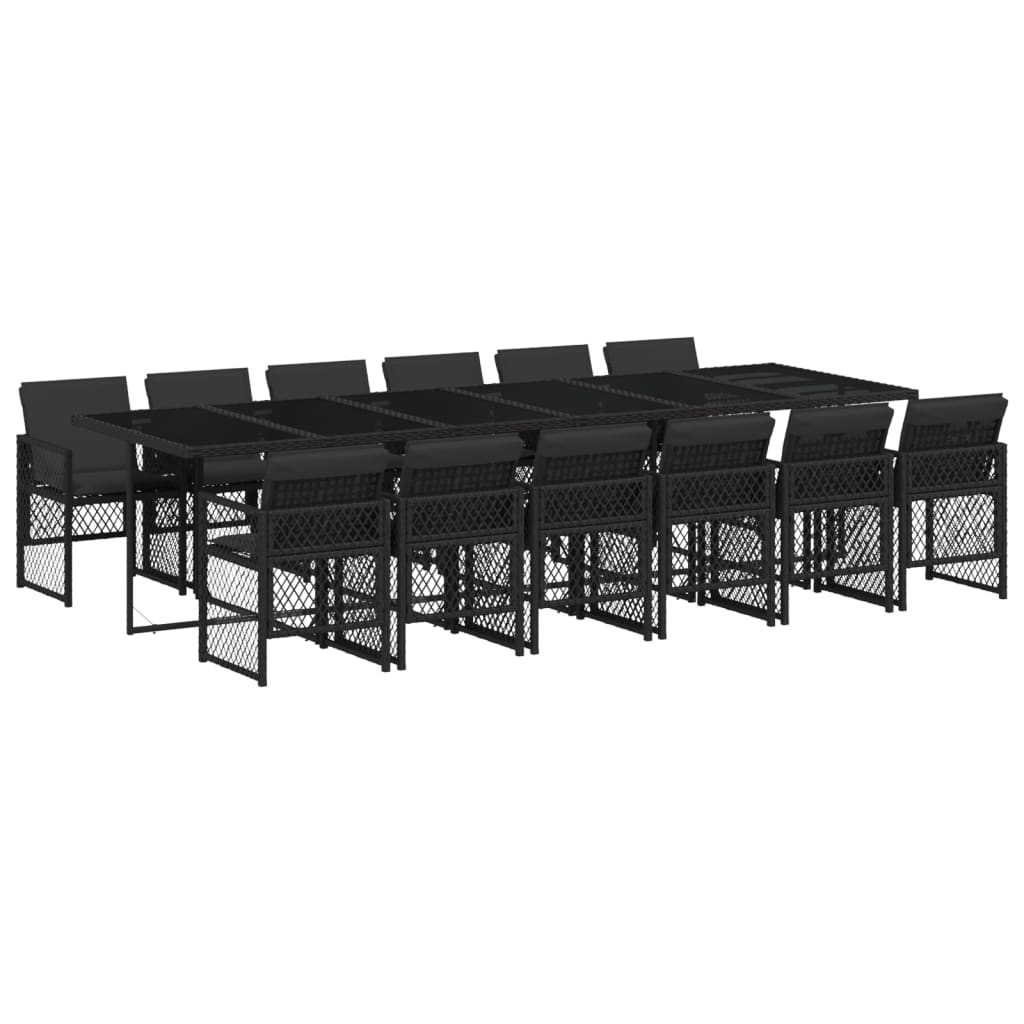 13 részes fekete polyrattan kerti ülőgarnitúra párnákkal (3210763)