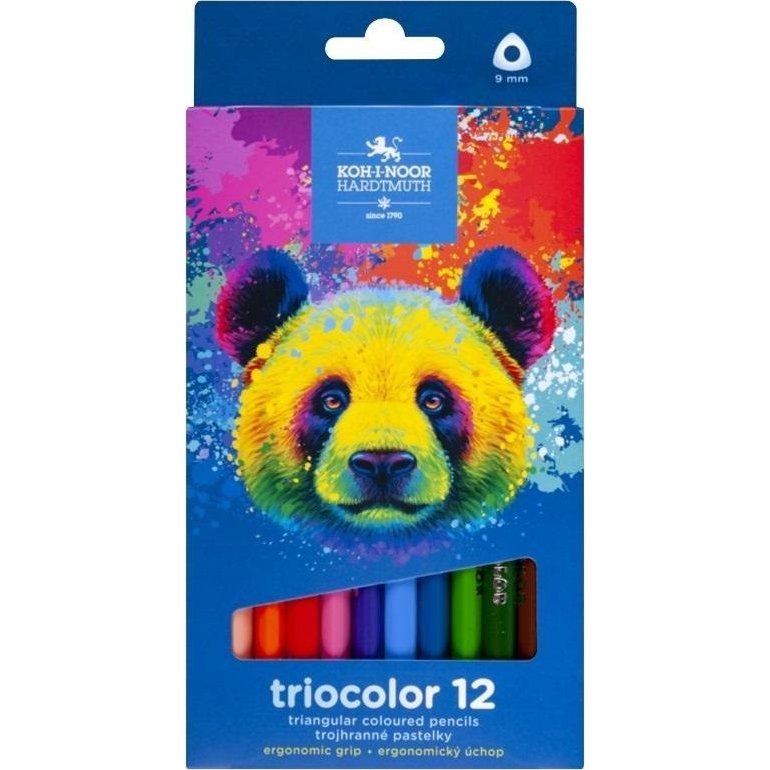 Színes ceruza készlet, háromszögletű, vastag, KOH-I-NOOR "Medve 3142/12", 12 különböző szín (8593539363019)