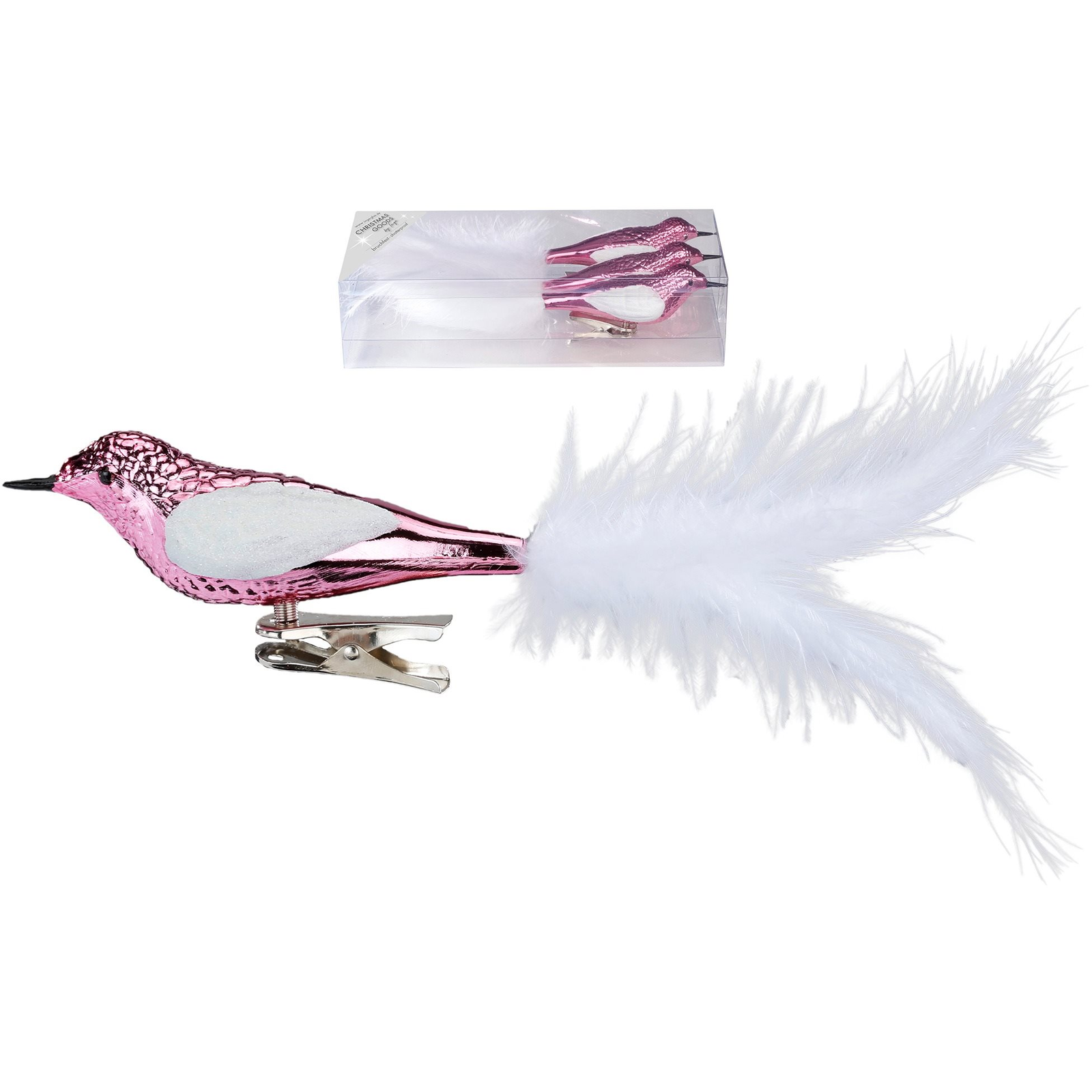 LAALU díszkészlet: rózsaszín madár 20 cm, 3 db (LAU-1886)