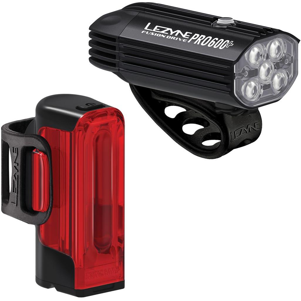 Lezyne Fusion Drive Pro 600+ / Strip Drive 300+ Pair Satin Black / Black (1-LED-39P-V237)