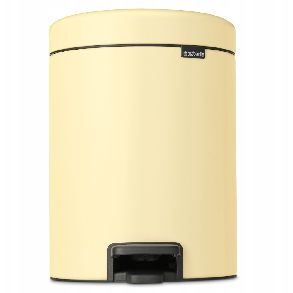 Brabantia NewIcon pedálos hulladékgyűjtő szagmentesen záródó Soft-Close fedél, műanyag tartály, 5L - W méret, acél, kellemes sárga - 233784 (233784)