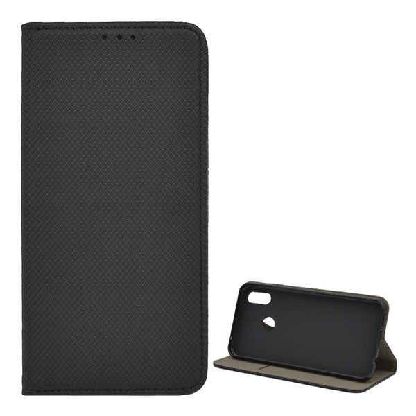 Tok álló, bőr hatású (FLIP, oldalra nyíló, asztali tartó funkció, rombusz minta) FEKETE [Huawei P Smart Plus (Nova 3i)] (5996457872169)