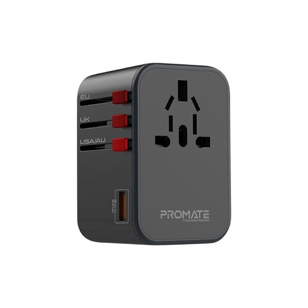 Promate TRIPMATE GAN65 Univerzális adapter fekete (TRIPMATE-GAN65) (TRIPMATE-GAN65)