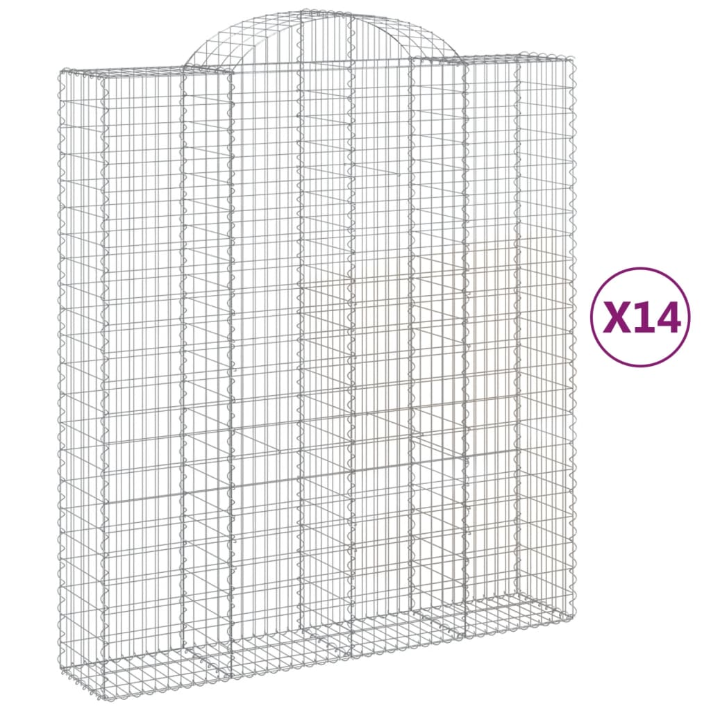 14 db íves horganyzott vas gabion kosár 200x50x220/240 cm (3146458)