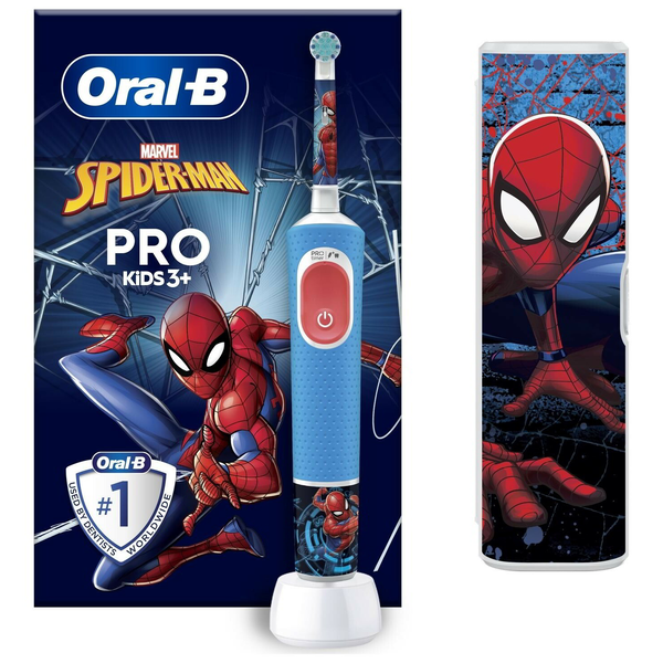 Oral-B Vitality Pro Kids Spiderman Barn Roterende, pulserende tandbørste Blå, Rød