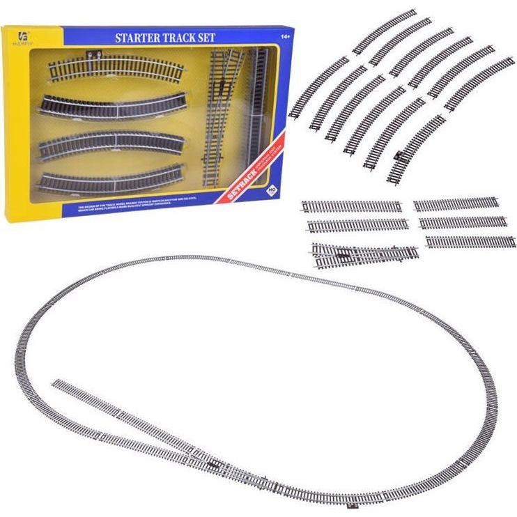 Fém Sín Pálya Ho Indítóvonathoz 3 Méter ( Kanyarok, Mellékvágányok, Váltó) (RC0644)