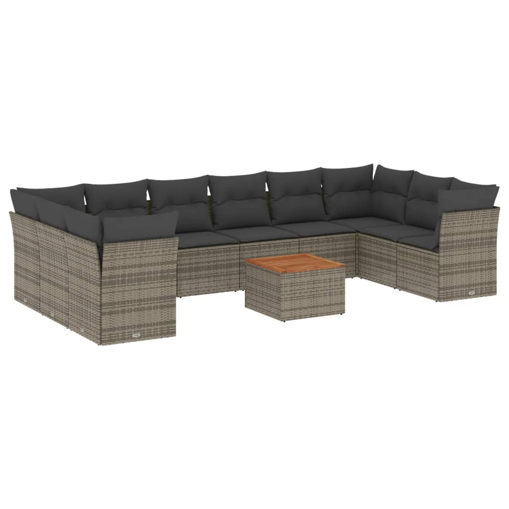 11 részes szürke polyrattan kerti ülőgarnitúra párnákkal (3256165)