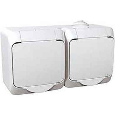 Schneider Electric Cedar Plus Gniazdo hermetyczne podwójne z/u z klapką i przesłonami 16A IP44 białe (WDE000522)