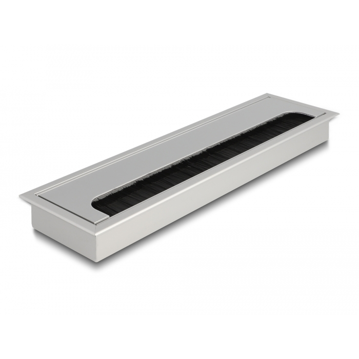Delock Kábel tömítő/rendező asztalba szerelt változathoz kefével 280 x 80 x 28 mm méretű, ezüst (66862) (66862)