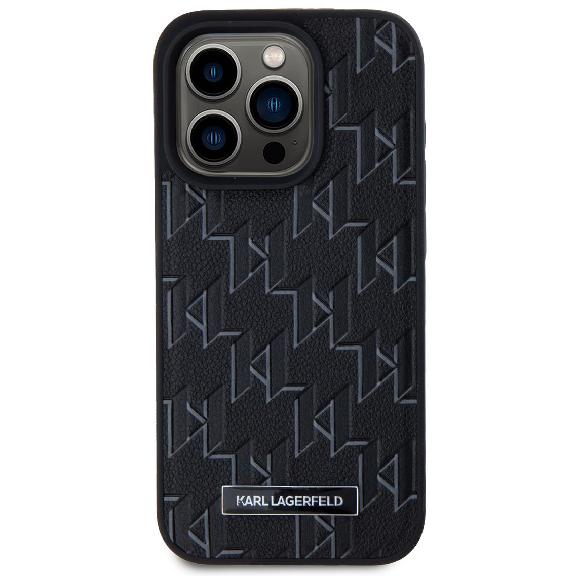 Karl Lagerfeld PU Leather Monogram Metal Logo iPhone 15 Pro Max MagSafe fekete tok (KLHMP15XPKHPORPK)