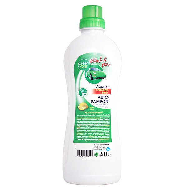 Green Car , Wash & Wax, Környezetbarát Sampon, Viaszos, 1l (309351)