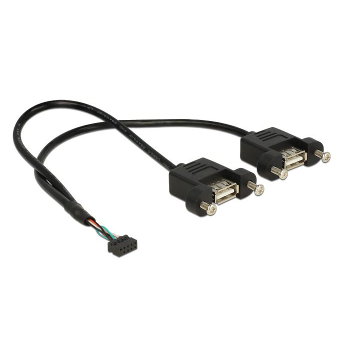 Delock USB 2.0 2mm 10tűs anya -> 2xUSB 2.0 Type-A anya kábel (84832) (d84832)