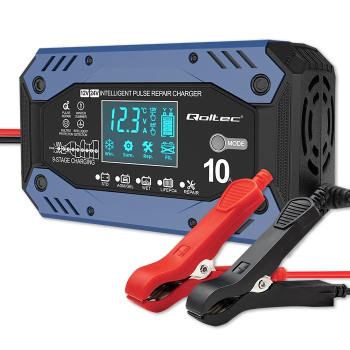 Qoltec 52482 LiFePO4 12 / 24V Akkumulátor okos töltő (52482)