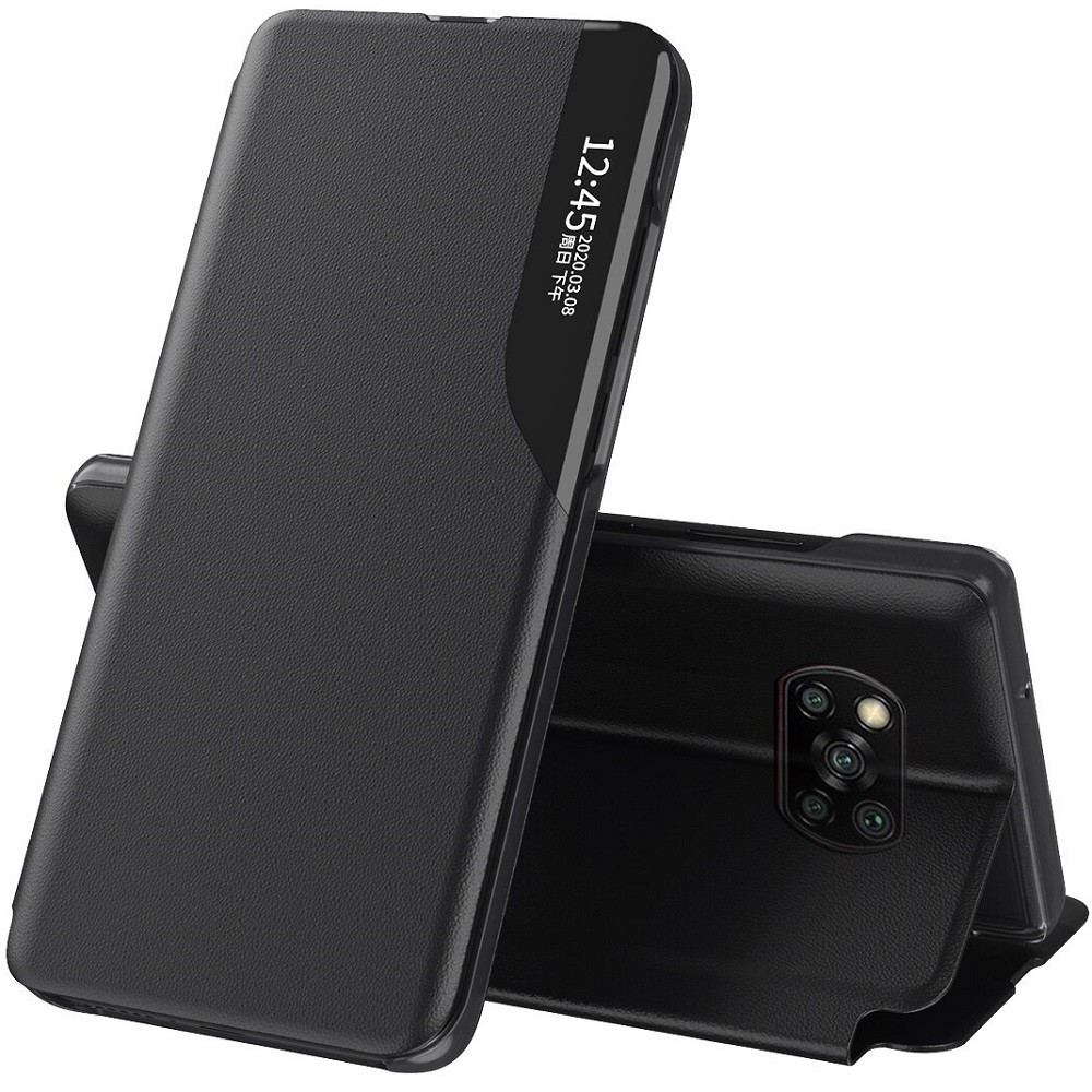 Samsung Galaxy A70 / A70s SM-A705F / A707F, Oldalra nyíló tok, stand, hívás mutatóval, Wooze FashionBook, fekete (97218)