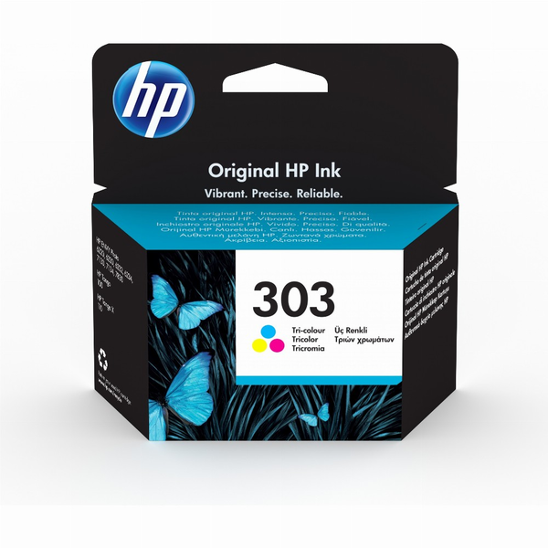 HP 303 Tri-color Original Ink Cartridge inkoustová náplň 1 kusů Standardní výtěžnost Azurová, Purpurová, Žlutá
