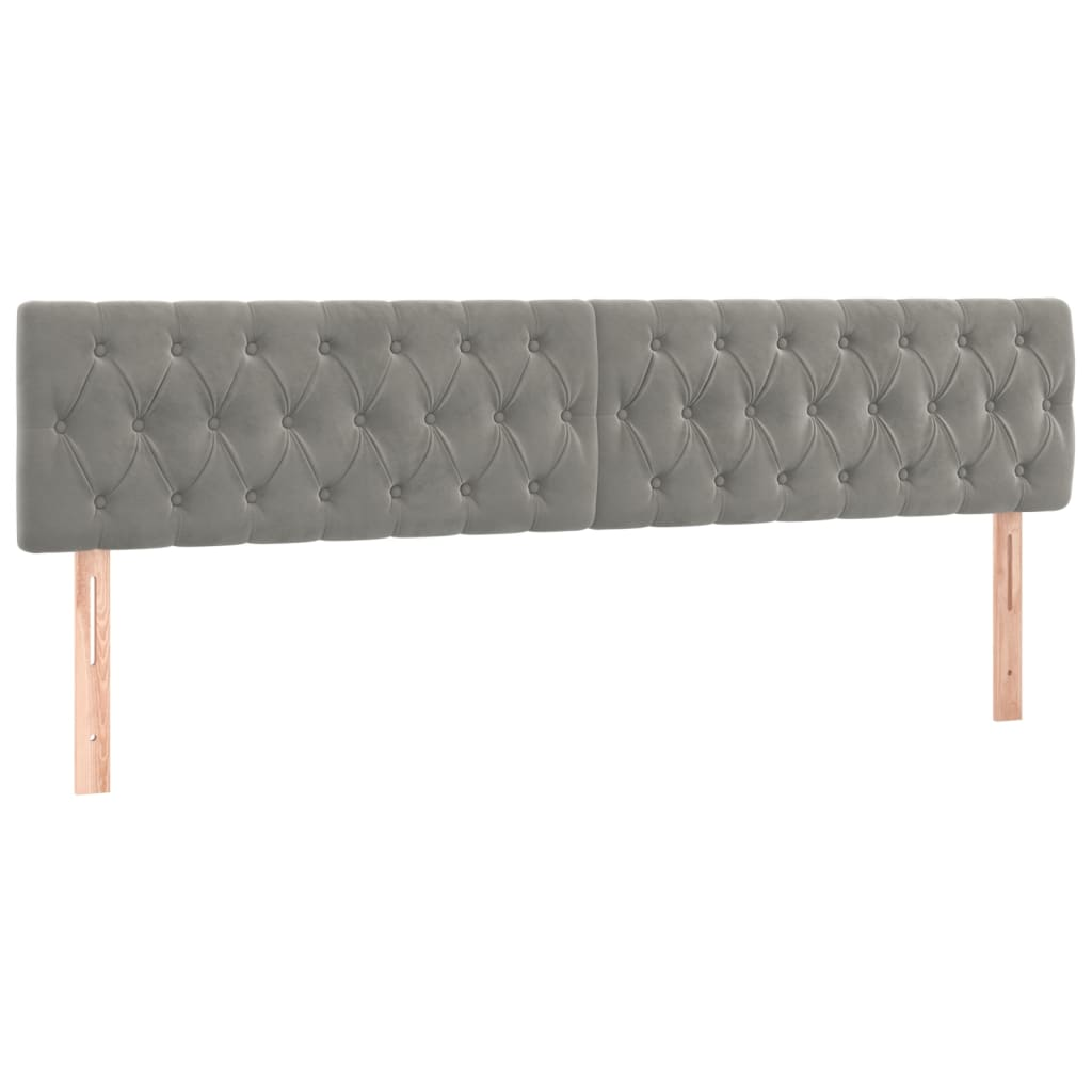 2 db világosszürke bársony fejtámla 100x7x78/88 cm (346390)