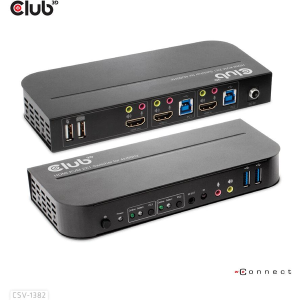 CLUB3D CSV-1382 KVM kapcsoló Fekete