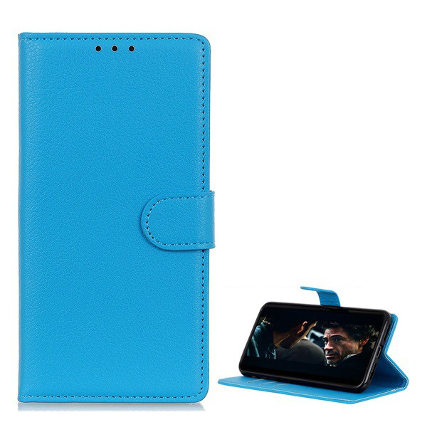 Tok álló, bőr hatású (FLIP, oldalra nyíló, asztali tartó funkció, prémium) VILÁGOSKÉK [Samsung Galaxy Note 10 (SM-N970F)] (5996457902088)