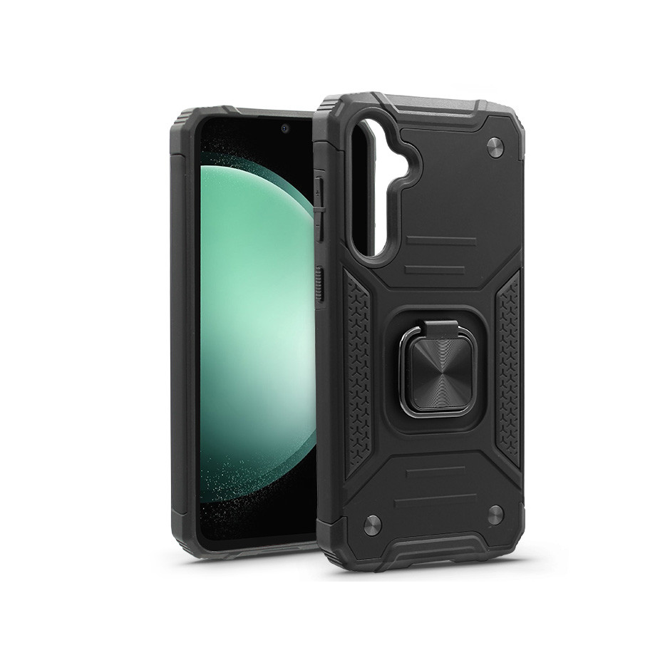 Samsung SM-S711 Galaxy S23 FE ütésálló hátlap gyűrűvel és kameravédővel - Nitro Hybrid - fekete (HF259579)