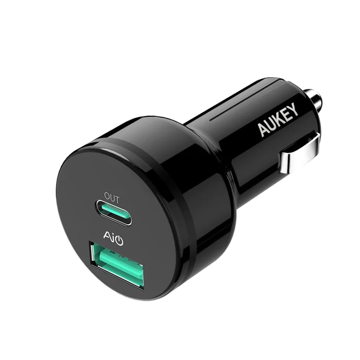 AUKEY CC-Y7 Autós USB-A / USB-C töltő - Fekete (39W) (CC-Y7)