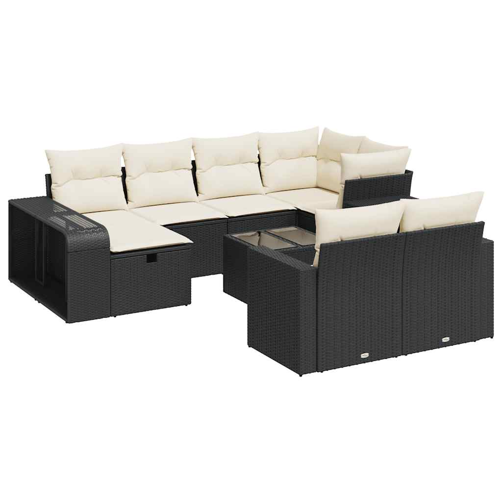 11 részes fekete polyrattan kerti ülőgarnitúra párnákkal (3326070)