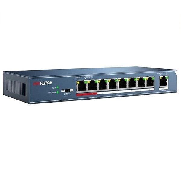 Hikvision 10/100 8x PoE + 1x uplink portos switch (DS-3E0109P-E(B))