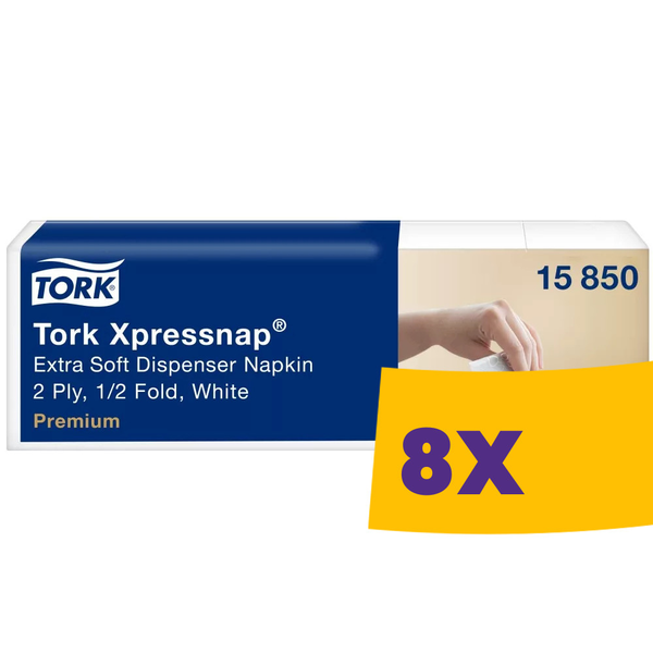 Tork Xpressnap® Extra Soft adagolós szalvéta - 2 rétegű, hófehér, 17x21cm, 1000 lap (Karton - 8 csg)