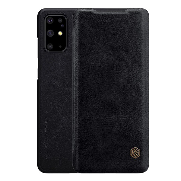 NILLKIN QIN tok álló, bőr hatású (FLIP, oldalra nyíló, bankkártya tartó) FEKETE [Samsung Galaxy S20 Plus 5G (SM-G986)] (5996457934461)