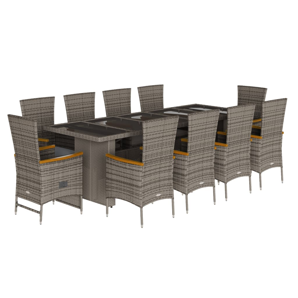 11 részes szürke polyrattan kerti ülőgarnitúra párnákkal (3277560)