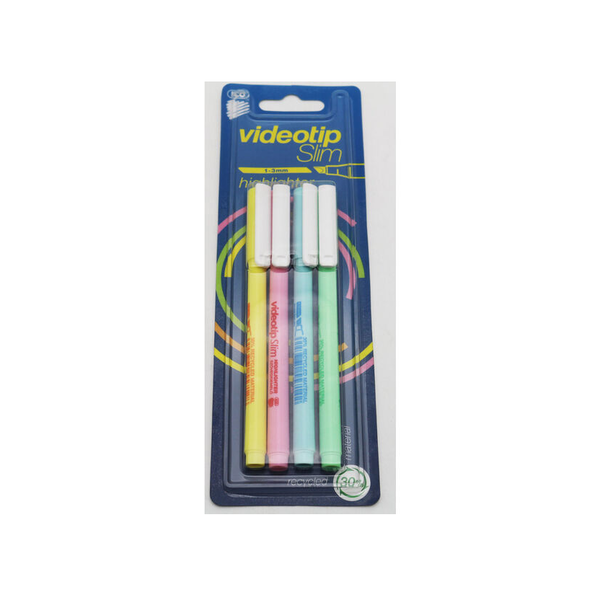 ZVÝRAZŇOVAČE ICO VIDEOTIP SLIM C FLUO PASTEL 4 KS MIX KOMPLET