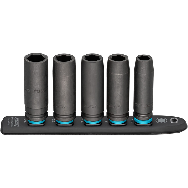 Hazet 900slg-sr/5 Smartrail ∙ Conector De Cable De Plástico Flexible ∙ Cuadrado Hueco 1/2 Pulgadas (12,5 Mm) ∙ Perfil De Tracción De Hexágono Exterior ∙ 13 ∙ 17 ∙ 19 ∙ 22 ∙ 24 ∙ Número De Herramientas: 5