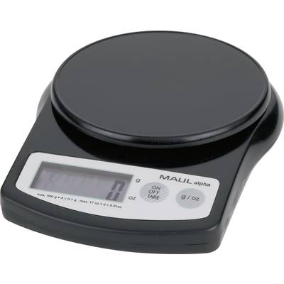 Digitális asztali mérleg, levélmérleg fekete színű 0.5kg/0.1g Maul MAULalpha (16405 90)