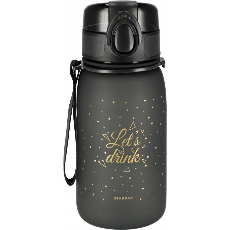 Starpak Műanyag Kulacs - 400 ml, Black/Gold (STK BID23)
