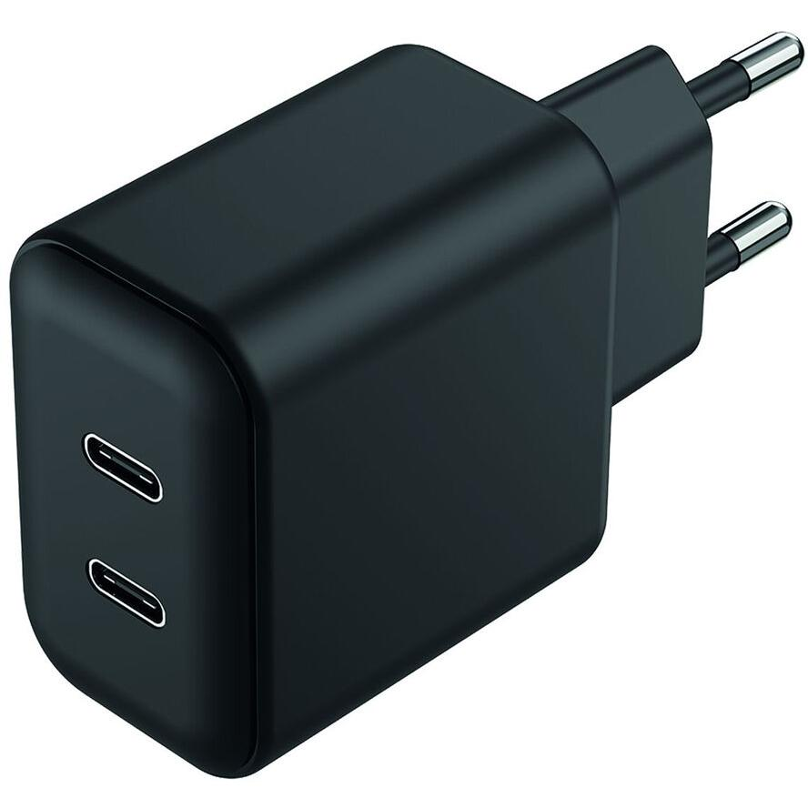 2GO 797386 2x USB-C Hálózati töltő - Fekete (3000mAh) (797386)